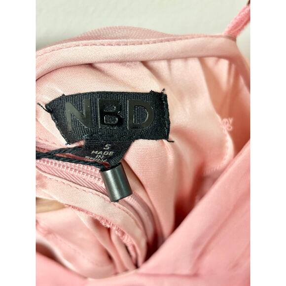 NWT NBD Silas Sleeveless Ruched Mesh Bodycon Mini Dress Mauve Pink Womens Size S - Picture 5 of 6